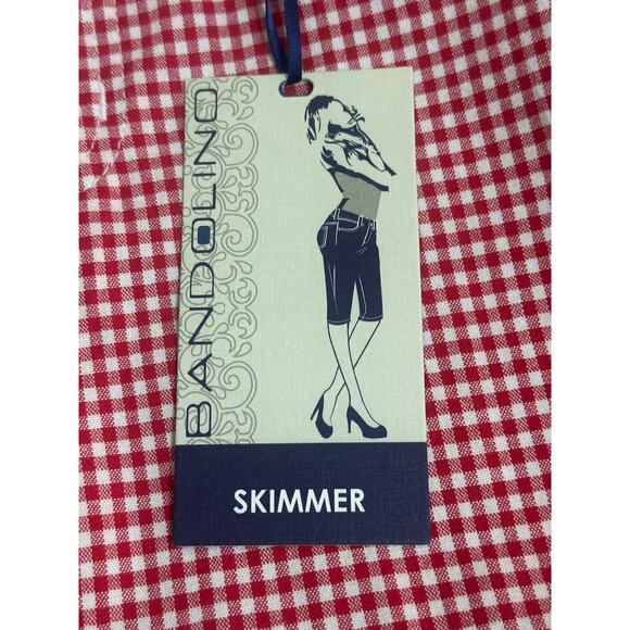 Bandolino Women’s Capri Skimmers Jeans Red & White Check Knees Skimmer Size 10 - Picture 4 of 16